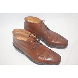MARIO CALUGI Brown LEATHER ANKLE BOOTS Laces Men's SZ 7.5 EUC Made in Italy